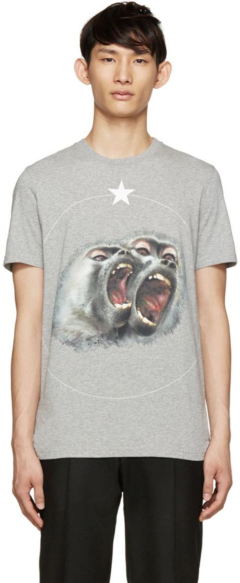 grey givenchy monkey tee|Givenchy polo shirts.